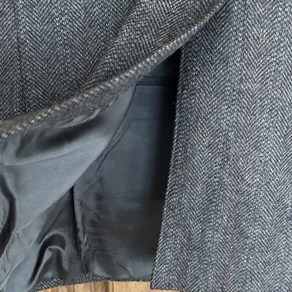 Hunt Valley 100% Pure Wool Brown Tweed Blazer 48L Suede Elbow Patches Made in US - Picture 10 of 12